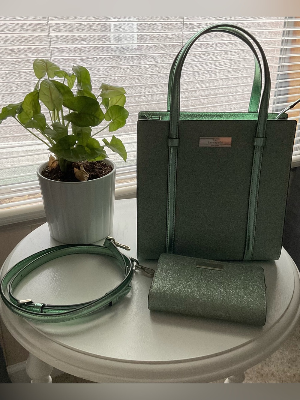 Kate Spade Kenzie Glitter Tote Crossbody, Wallet & Cardholder 3PC Set NWOT